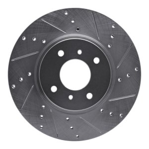 Nissan Sentra Brake Rotor (1) - Front Right - R1 Concepts - Drilled & Slotted - Silver - `04-`06